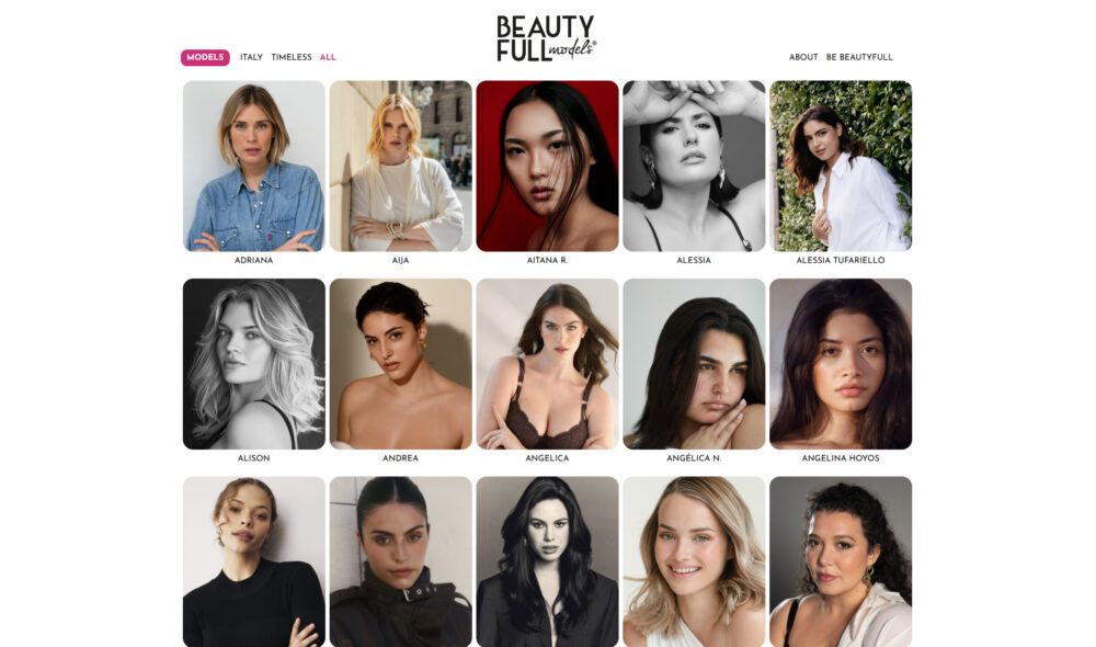 Logo BeautyFull models sulla schermata models del sito